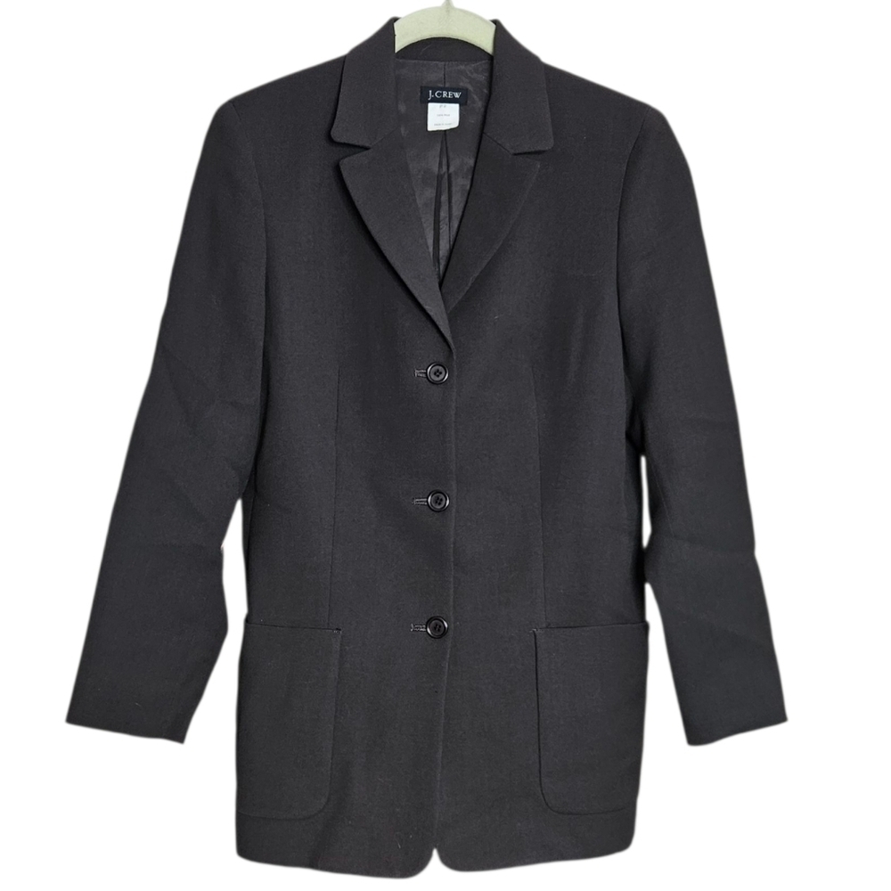 J. Crew Women's Chocolate Brown Single Breasted 3 Button Wool Blazer sz 2 Petite - Picture 1 of 5